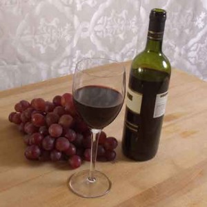 Imported wine bottle and glass