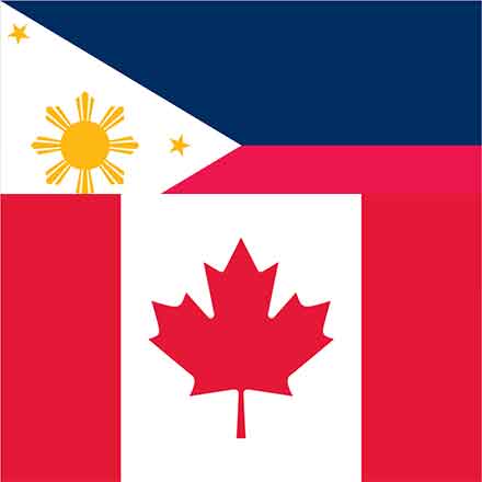 Canadian flag overlapping Philippines flag