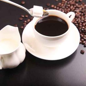 Imported coffee with sugar and milk